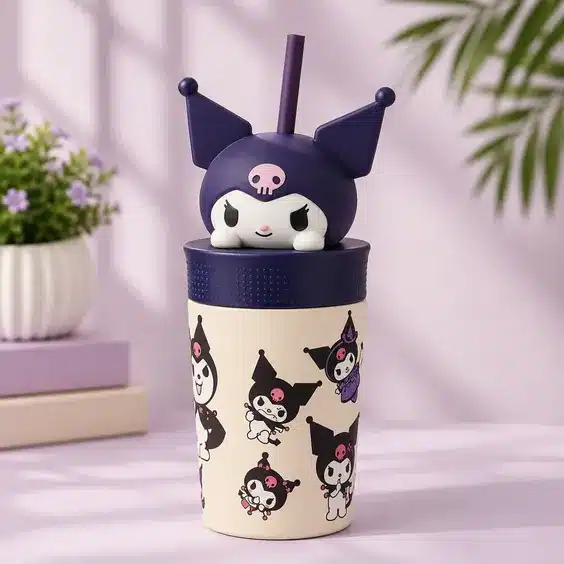 Cute Cartoon Straw Tumbler Cup