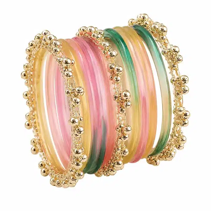 Colorful Gold Beaded Fashion Bangle Set