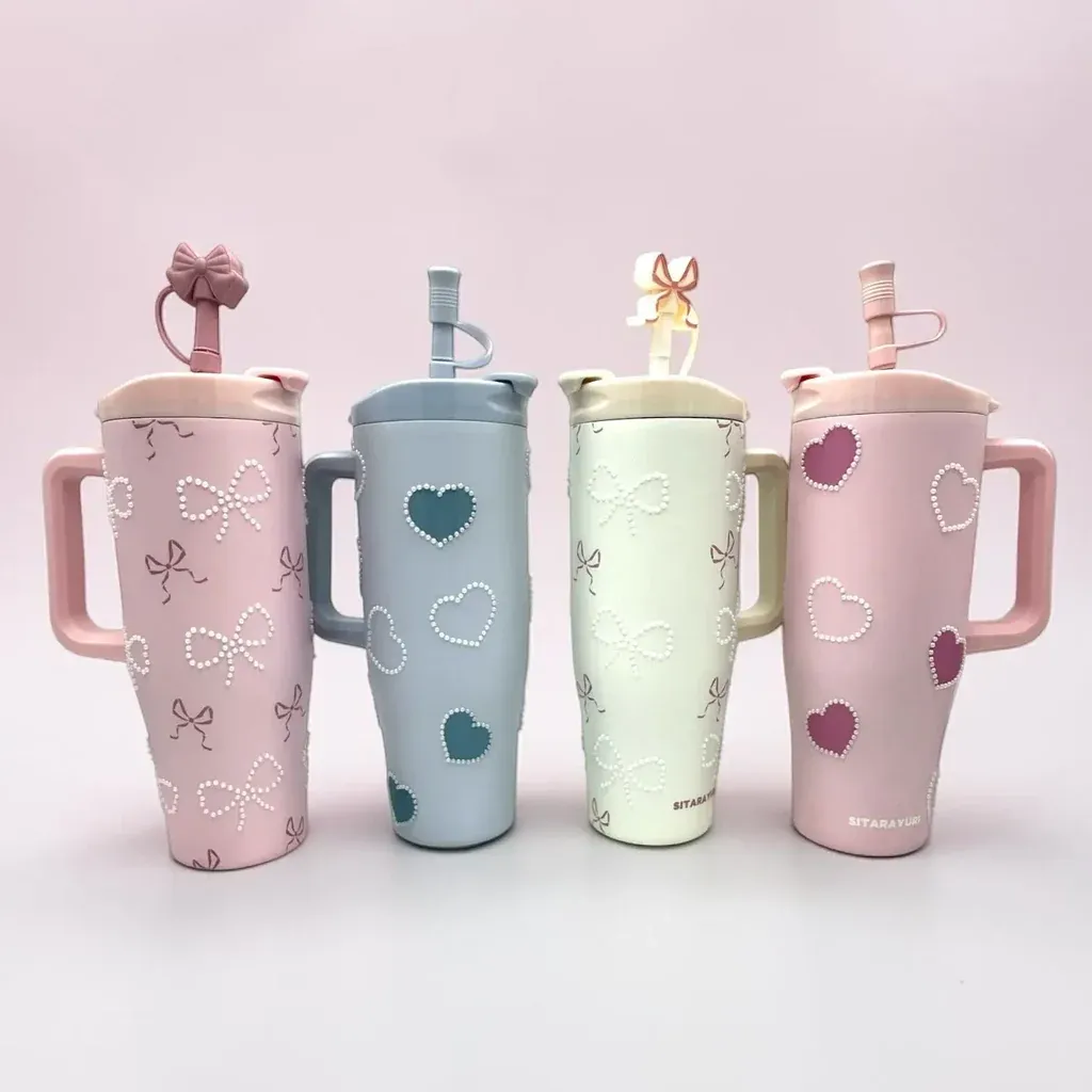 Cute Heart Design Travel Tumbler Cup