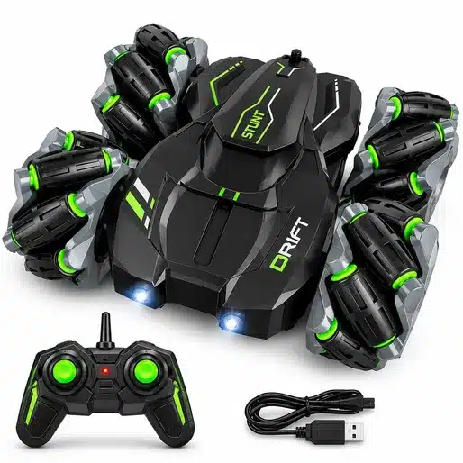 Remote Control Stunt Car with 360° Drift and LED Lights for Kids