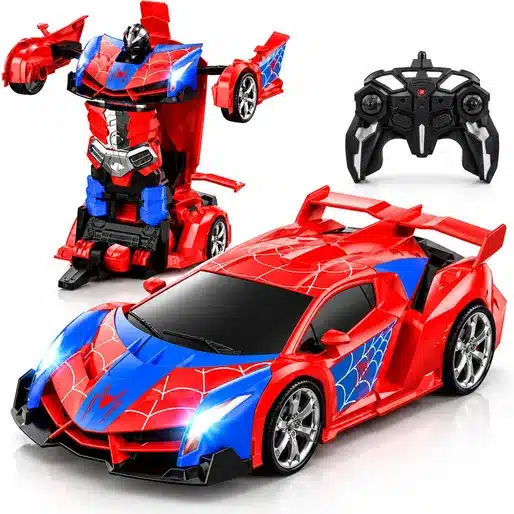 Remote Control Transforming Robot Car Toy for Kids with Lights