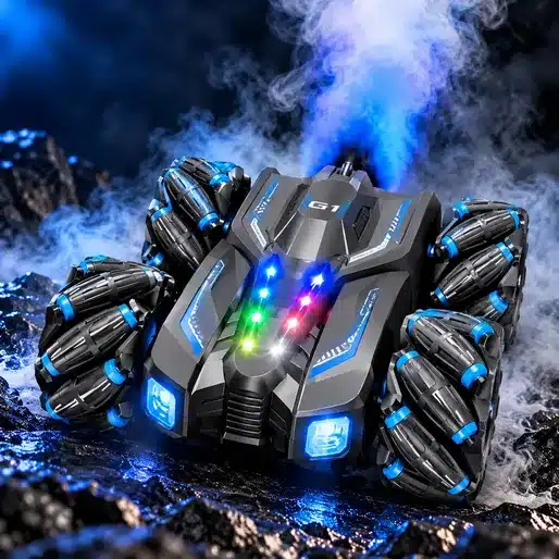 Remote Control Stunt Car with Spray Smoke and LED Lights for Kids